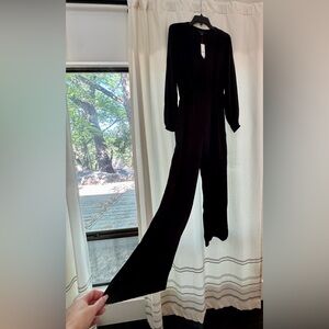 Petite V-Neck Satin Jumpsuit (White House Black Market)